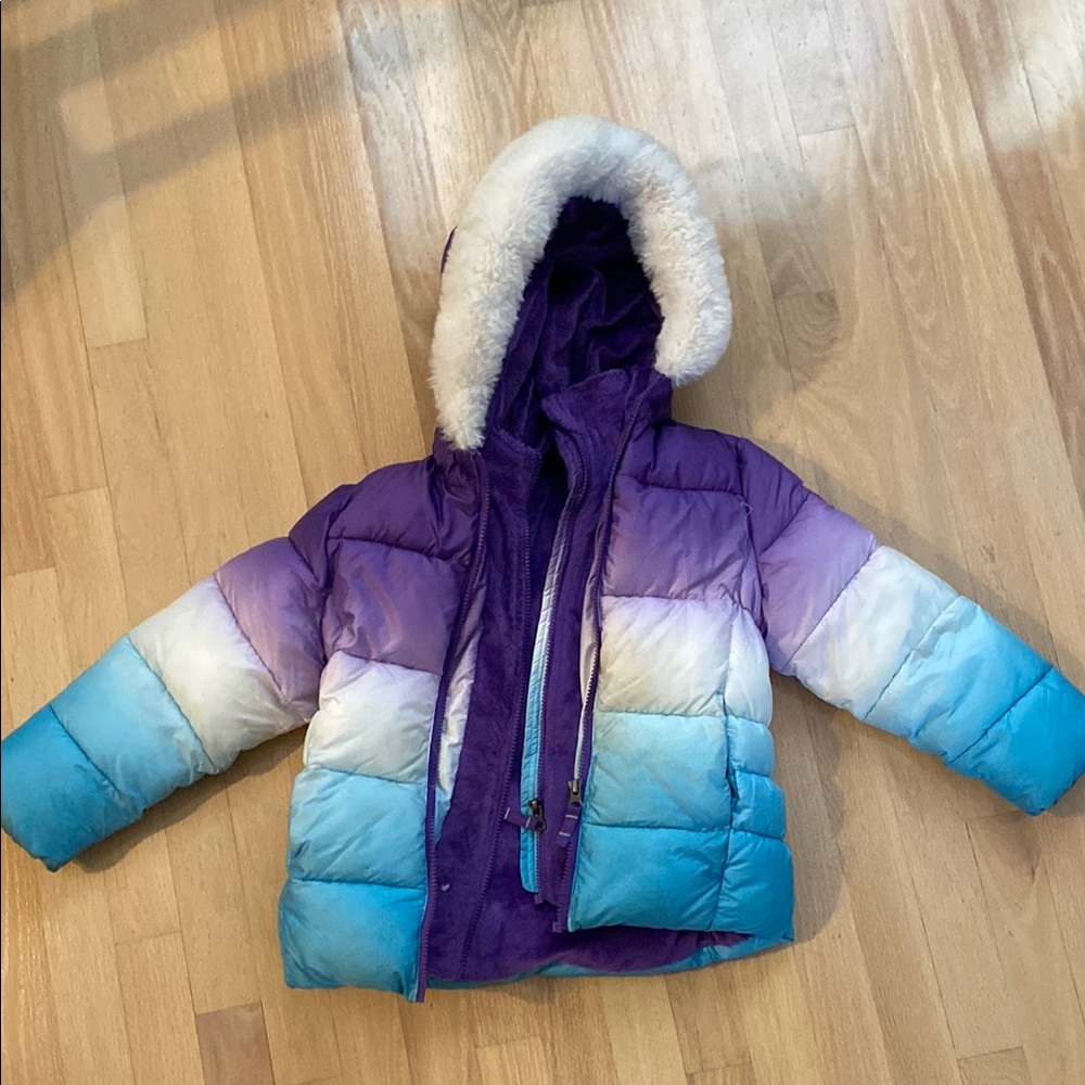 Colorful Gradient Puffer Jacket with Hood
